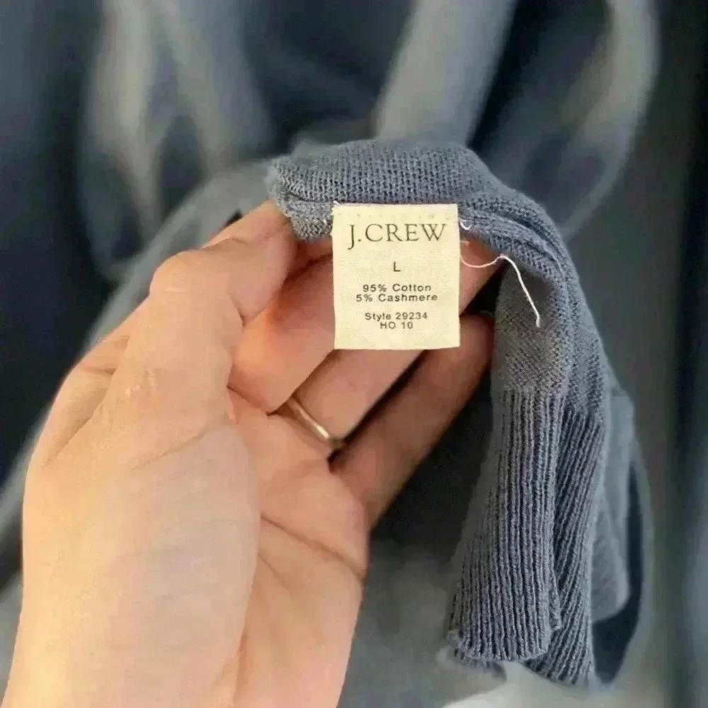 J. Crew Cotton-Cashmere Crewneck Sweater Lightweight Preppy‎ Blue Size Large L